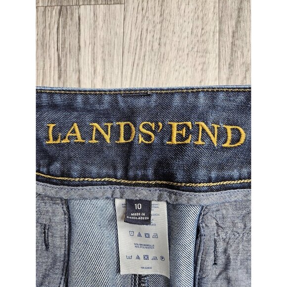 Lands' End Pants Womens 10 Blue Denim Look Cropped Straight Leg Stretch Jeans - Picture 4 of 11